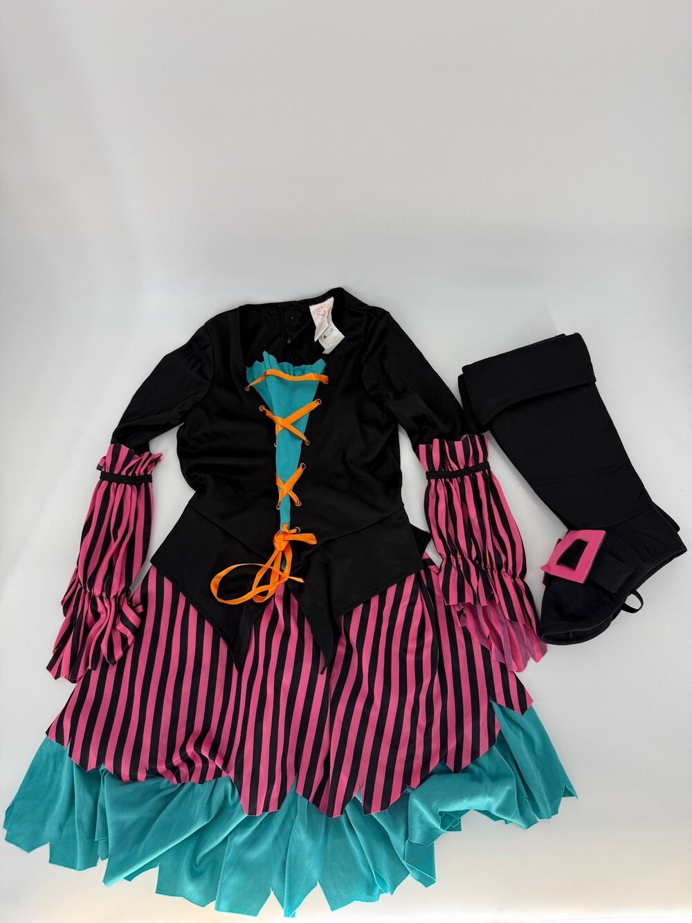 Rubie's Salty Taffy Girls Pirate Costume Medium 8-10 Dress Boot Tops Halloween